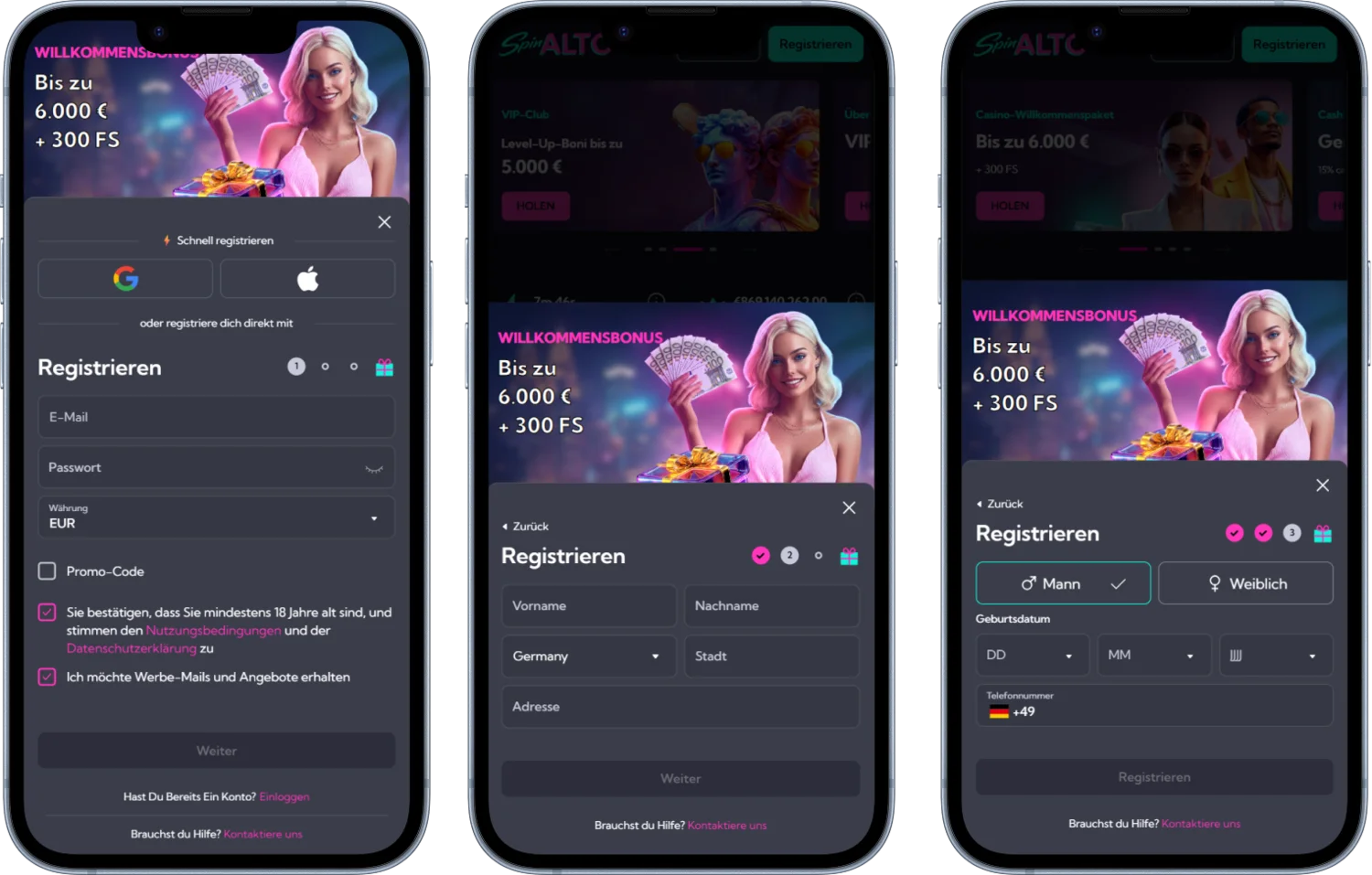 Spinalto Casino Registrierung und Anmeldung
